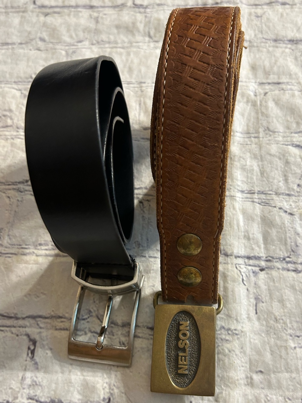 VINTAGE WESTERN EMBROIDERED CHANGEABLE NELSON BUCKLE & MADE IN SOUTH AFRICA BELT